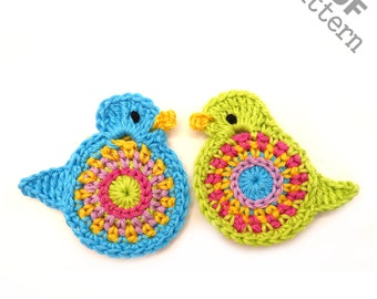 Crochet Pattern Popular Bird Applique Patch US version Instant PDF Download