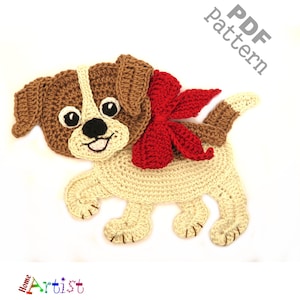Dog Crochet Pattern Puppy Applique Patch US version Instant PDF Download