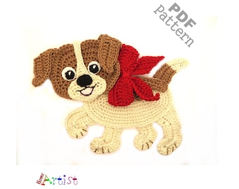 Patrón de crochet para perro, parche de aplicación para cachorro, versión estadounidense, descarga instantánea en PDF