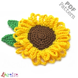 Crochet Pattern Sunflower Applique Patch US version Instant PDF Download