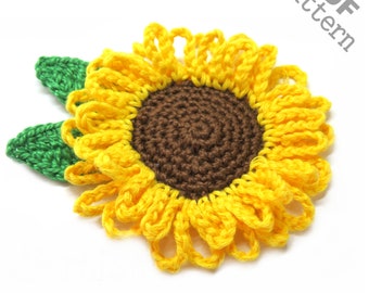 Crochet Pattern Sunflower Applique Patch US version Instant PDF Download