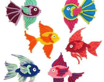 Fantail Fish Crochet  Applique Custom Color Sew-On Patch