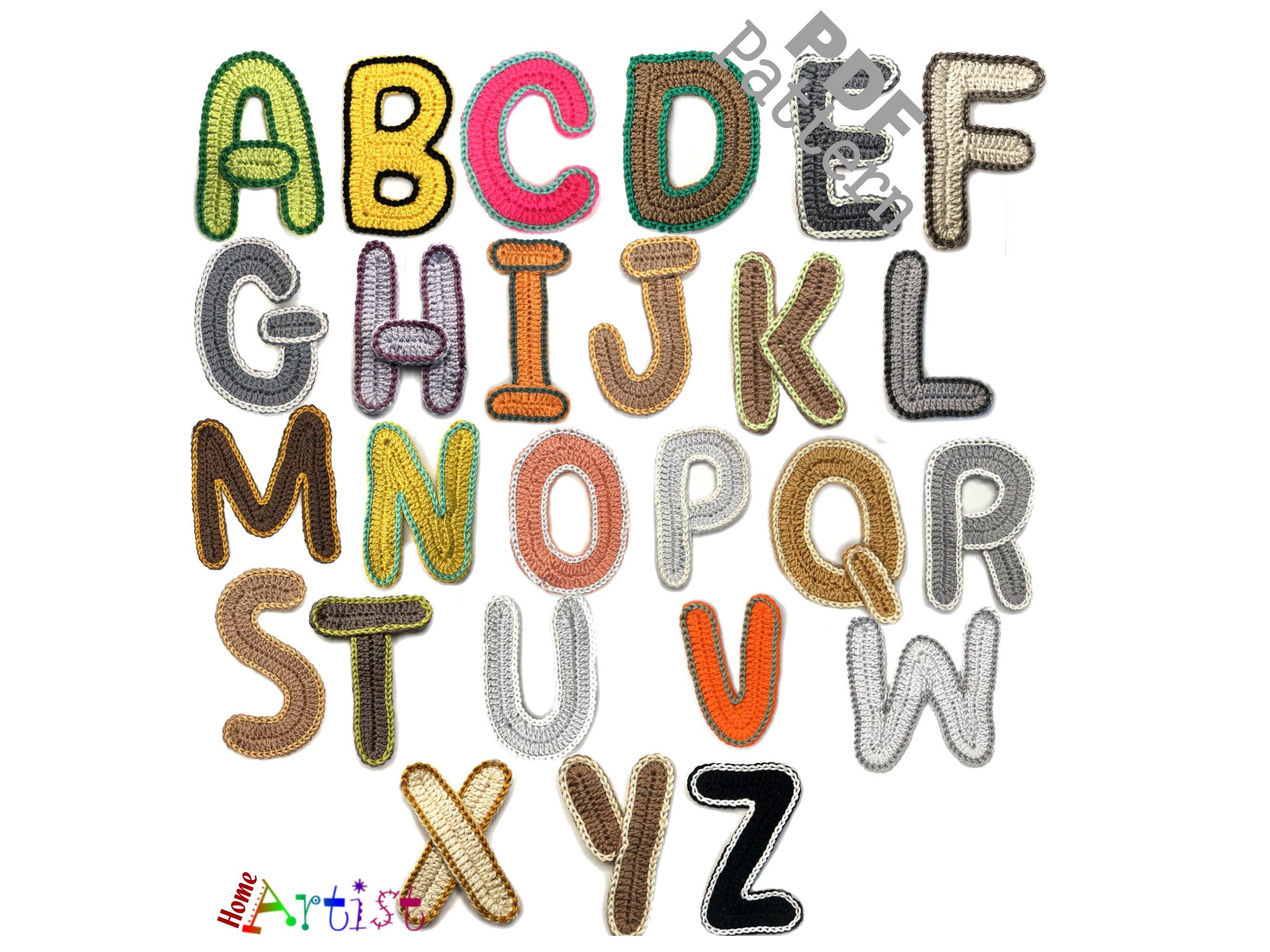 Crochet Alphabet Uppercase Letters Applique Pattern Lettering US ...