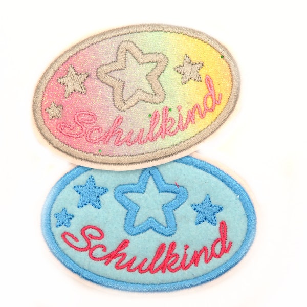 Applikation Schulkind 2023 Parche Namensschild gestickt bestickt mit Wunschtext  Felt Applique Name Patch -  free color choice Aufnäher