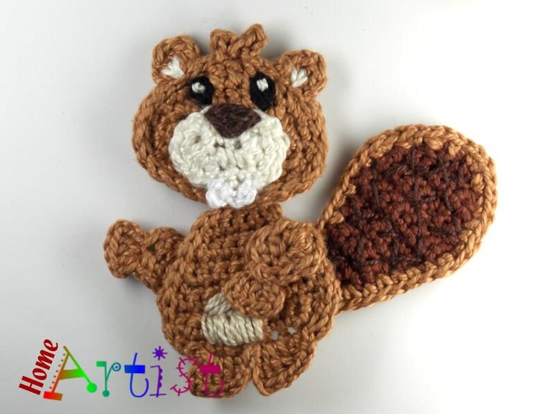 Crochet Applique castor Etsy