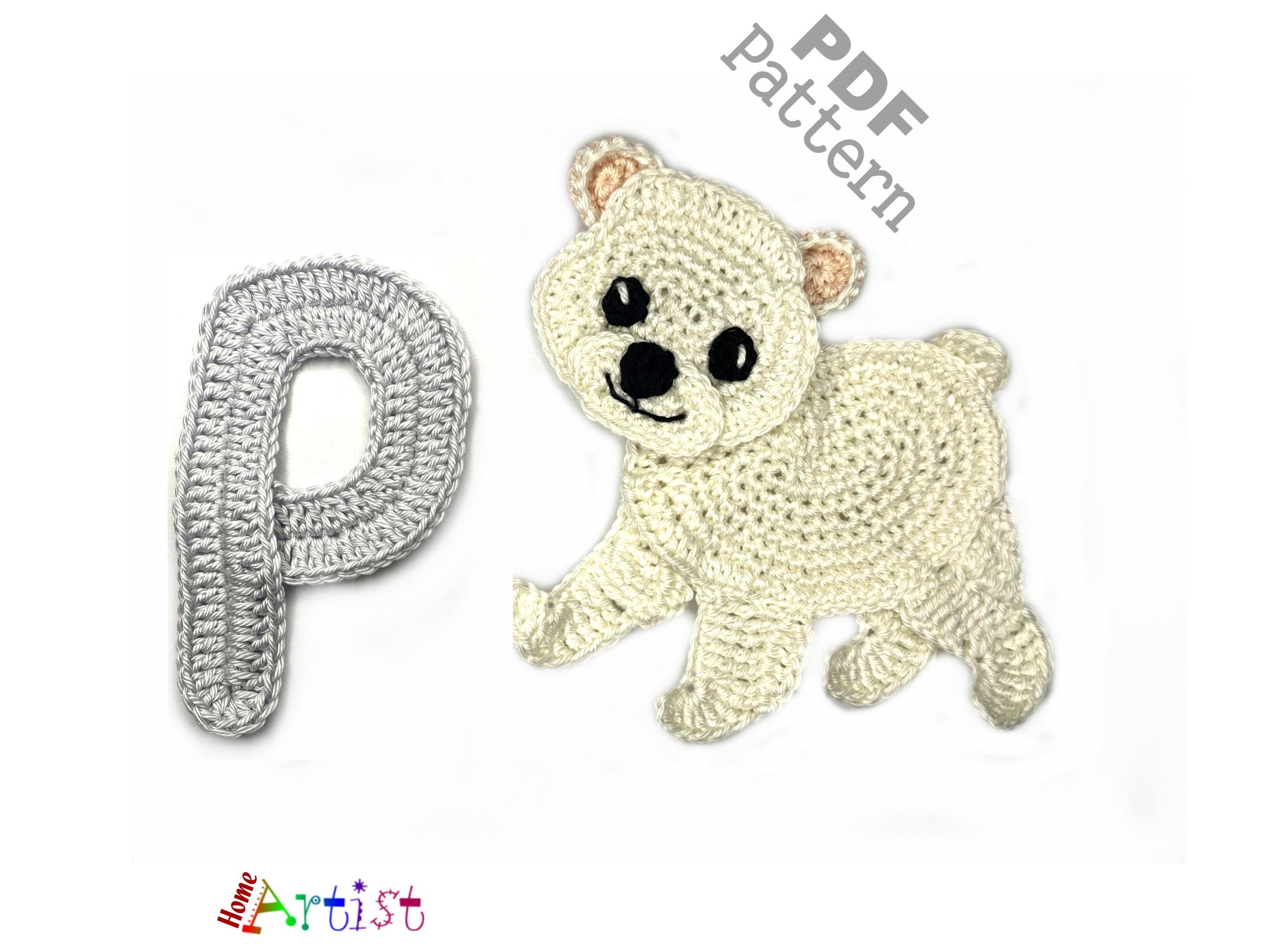Polar Bear Crochet Letter P Applique Pattern PDF Download ENG - Etsy