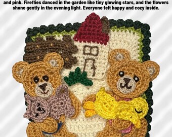 Crochet Bear Applique Pattern: Granny Square Patch Story Teller Blanket 11/12 (PDF Download)