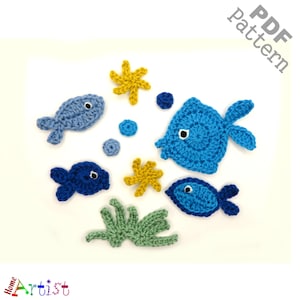 Crochet Pattern Fish Applique Patch US version Instant PDF Download