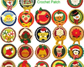 Crochet Christmas Applique  Custom Cotton Sew-On Patches