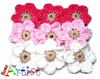 Flowers set  Crochet Applique Customize with free color choice parche  patch sew-on children's fashion clothing embroidery