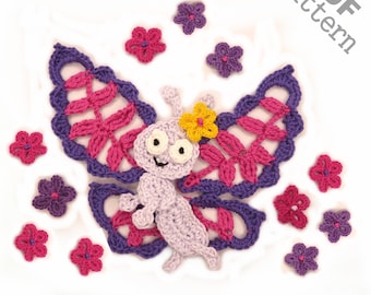 Crochet Pattern  Butterfly Applique US version Instant PDF Download