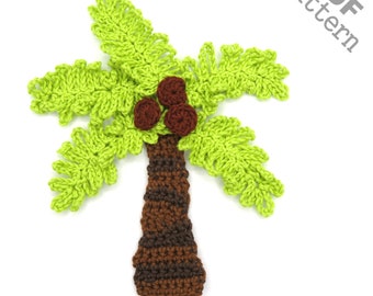 Crochet Pattern Set Tree - Instant PDF Download Palm tree Crochet Pattern applique