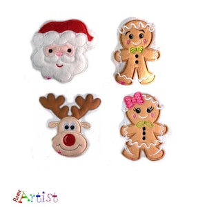 Christmas Felt Applique: Santa, Gingerbread, Reindeer - Iron On Patch