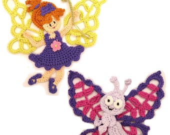Fairy Crochet Applique: Butterfly patch Custom Color Sew-On Patch