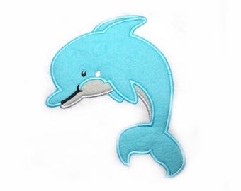 Applikation Delfin Filz Plüsch Parche Felt Applique - Schultüte Einschulung freie Farbwahl Applique