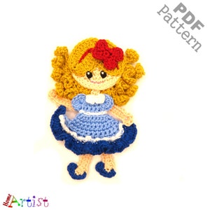 Crochet Pattern  Doll Girl Applique Patch US version Instant PDF Download