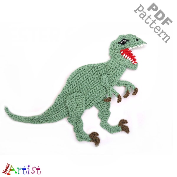 Crochet Pattern - Instant PDF Download - Tyrannosaurus rex Dino crochet pattern applique