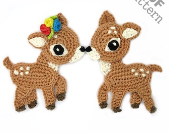 Applikation Crochet Pattern Reindeer Deer Applique Patch US version Instant PDF Download