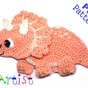 Crochet Pattern Instant PDF Download Triceratops Dino crochet pattern applique image 3