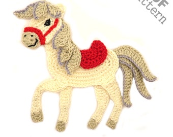 Applikation Crochet Pattern Pony Horse Applique Patch US version Instant PDF Download
