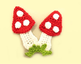 Mushrooms  Crochet Applique Customize with free color choice parche  patch sew-on children's fashion clothing embroidery