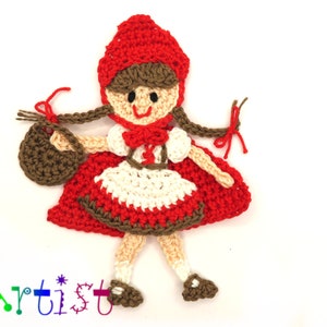 Little Red Riding Hood Crochet Applique: Custom Color Sew-On Patch