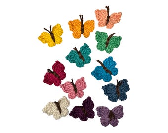 12 Crochet Butterfly APPLIQUE various colors