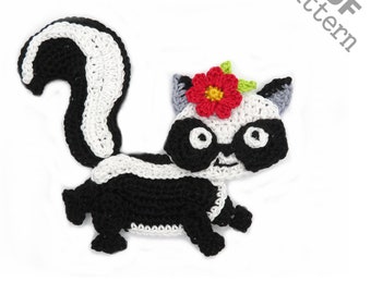 Patrón de crochet para apliques de mofeta Versión estadounidense Descarga instantánea en PDF