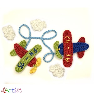 Airplane Crochet Applique Customize with free color choice parche  patch sew-on children's fashion clothing embroidery