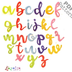Alphabet au crochet, lettres minuscules, motif appliqué, lettrage, calligraphie, version américaine, téléchargement PDF instantané