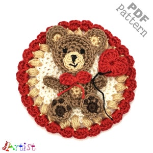 Crochet Pattern - Instant PDF Download - Teddy Bear Crochet applique