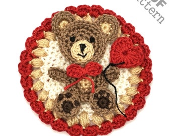 Patrón de crochet para aplique de osito de peluche Versión estadounidense Descarga instantánea en PDF