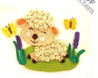 Haakpatroon Paasschaap Applique Patch Amerikaanse versie Instant pdf-download
