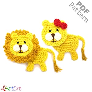 Crochet Pattern Lion Applique Patch US version Instant PDF Download