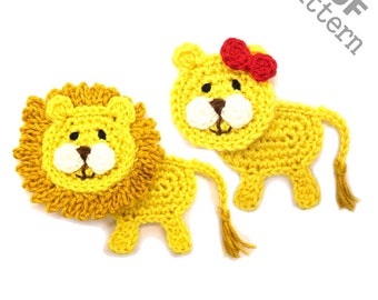 Patrón de crochet para parche de león (versión estadounidense) Descarga instantánea en PDF