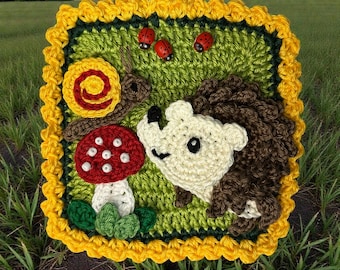 Hedgehog  Crochet Pattern Granny Square Bee beehive Patch Applique US version Instant PDF Download