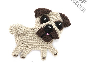 Crochet Pattern Pug Dog Applique Patch US version Instant PDF Download