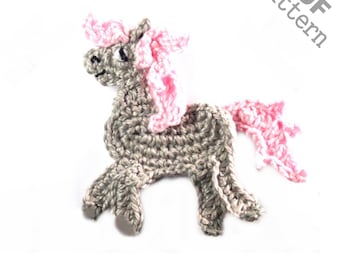 Crochet Pattern Horse Pony Applique Patch US version Instant PDF Download