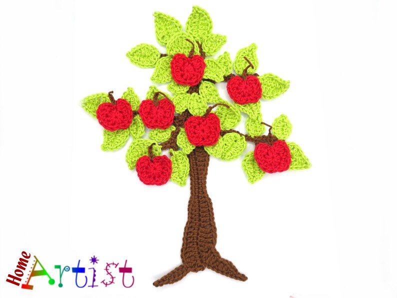 Crochet Pattern Tree Apple Bird Ladybug Butterfly Applique Patch US ...