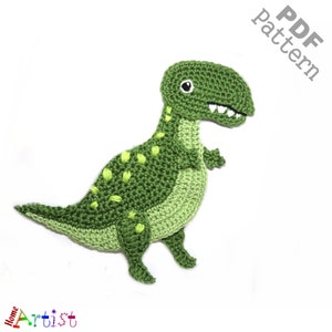 Crochet Pattern - Instant PDF Download - Trex Dino crochet pattern applique