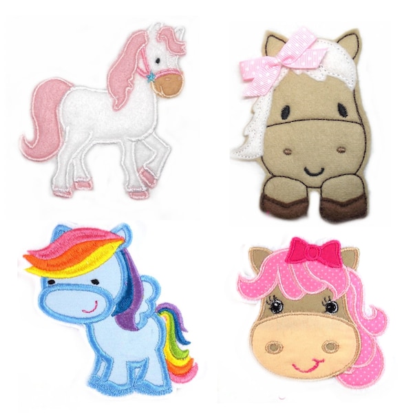 Applikation Horse Pony  Felt Applique -  free color choice Aufnäher parche patch Aufbügel Bügelbild Kindermode Kleidung Stickerei
