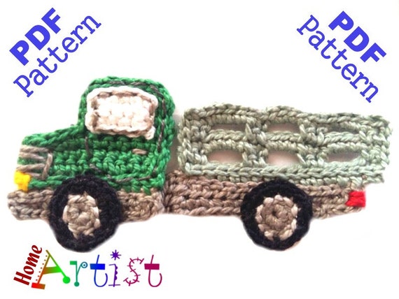 Crochet Pattern Instant Pdf Download Farm Truck Crochet Applique Pattern - 