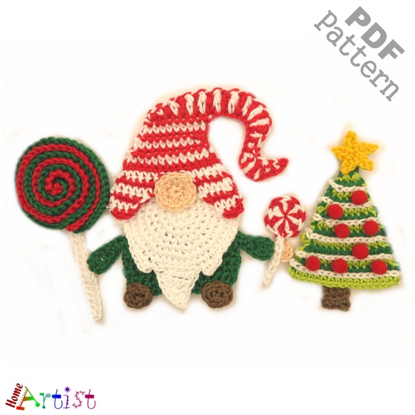 Crochet Pattern - Instant PDF Download - Gnome 2 Christmas time Winter Crochet Applique Pattern applique