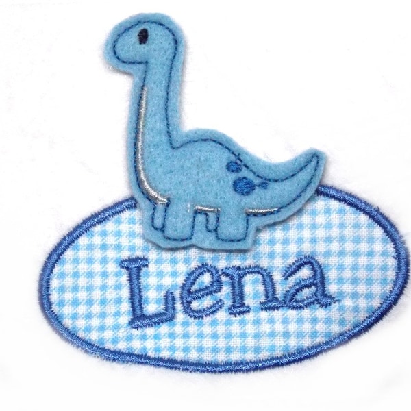 Dino Dinosaur Nom Tag Patch Application Patch Repassage Image Enfants Nom Souhaité Nom Couleur Choix Presse Monogramme Souhait Nom Applique