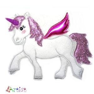 Applikation Horse Pony Pegasus Unicorn Felt Applique -  free color choice Aufnäher parche patch Aufbügel Bügelbild Kindermode Kleidung