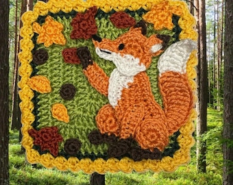 Crochet Fox Applique Pattern: Easy Granny Square Patch (PDF Download)