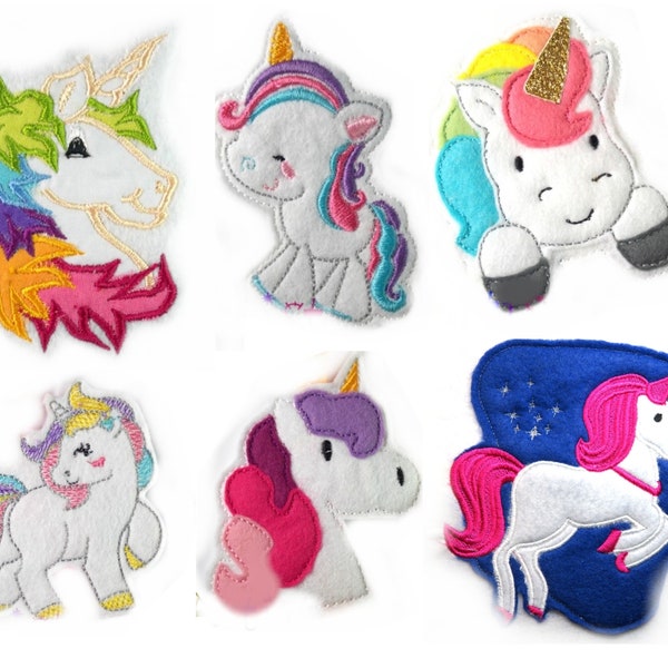 Applikation Unicorn  Felt Applique -  free color choice Aufnäher parche patch Aufbügel Bügelbild Kindermode Kleidung Stickerei