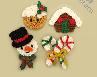 Crochet Christmas Applique Pattern Holiday Baby Blanket Decor Ornament Gift  Snowman House