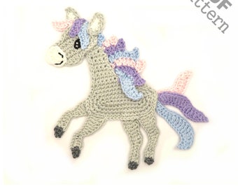 Crochet Pattern - Instant PDF Download - Horse / Unicorn  crochet pattern applique