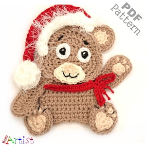 Crochet Bear Applique Pattern: Santa Hat, Butterfly, Ladybug PDF Download ENG